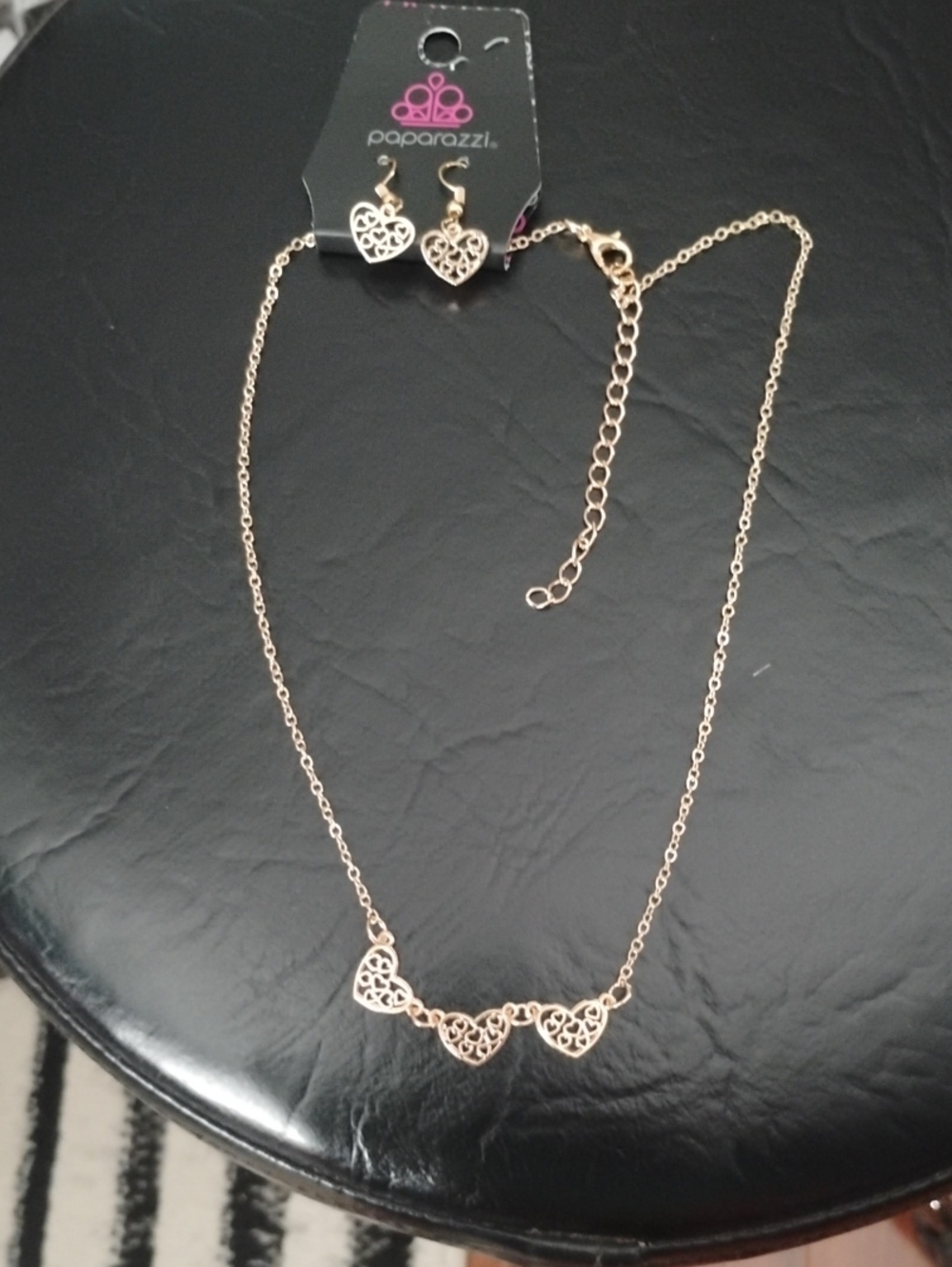 paparazzi Gold Heart Filigree Necklace and Earrings Set
